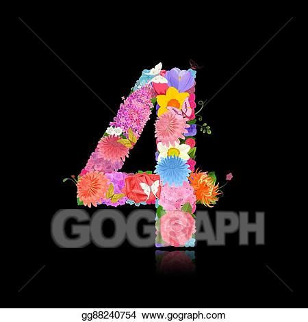 number 4 clipart fancy