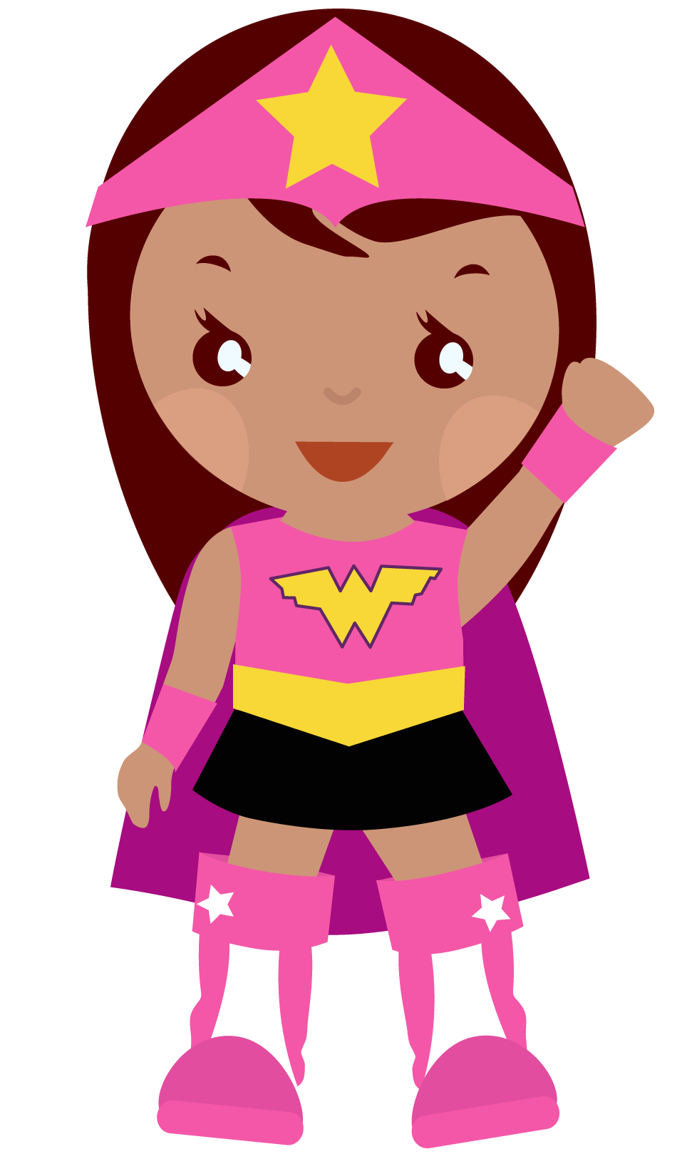Superheroes little frames illustrations. Number 4 clipart girly