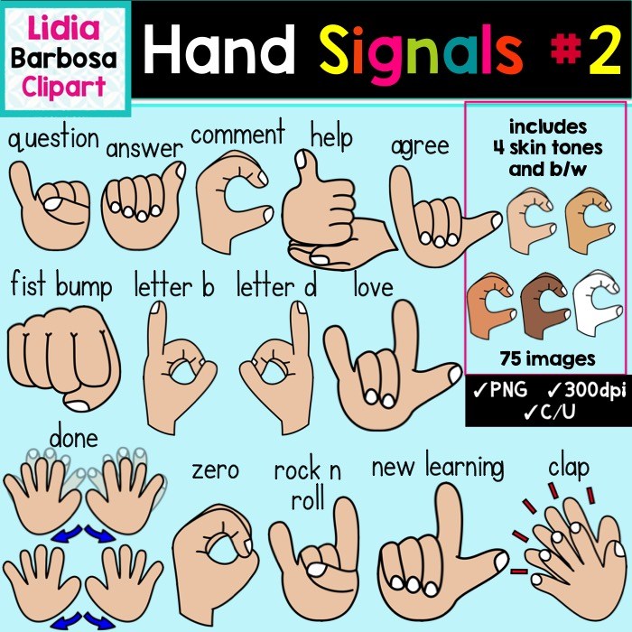 Classroom signals . Skin clipart single hand