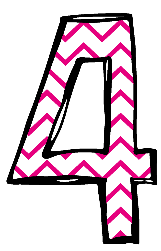 number 4 clipart pink