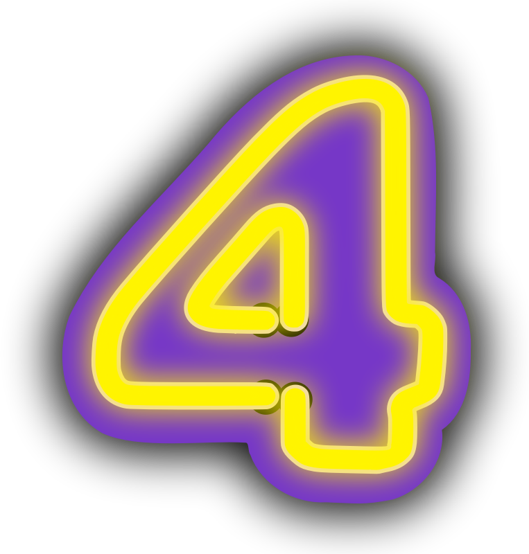 number 4 clipart yellow