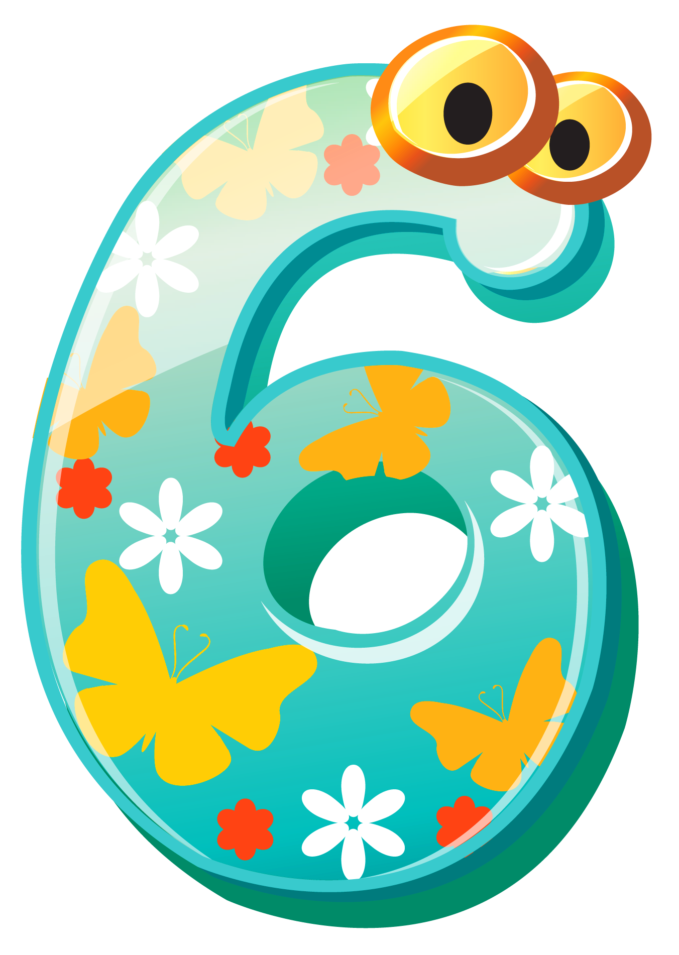 Number six png image. Decoration clipart cute
