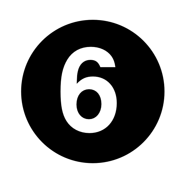 number 6 clipart black and white