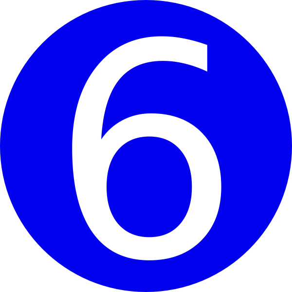 number 6 clipart blue