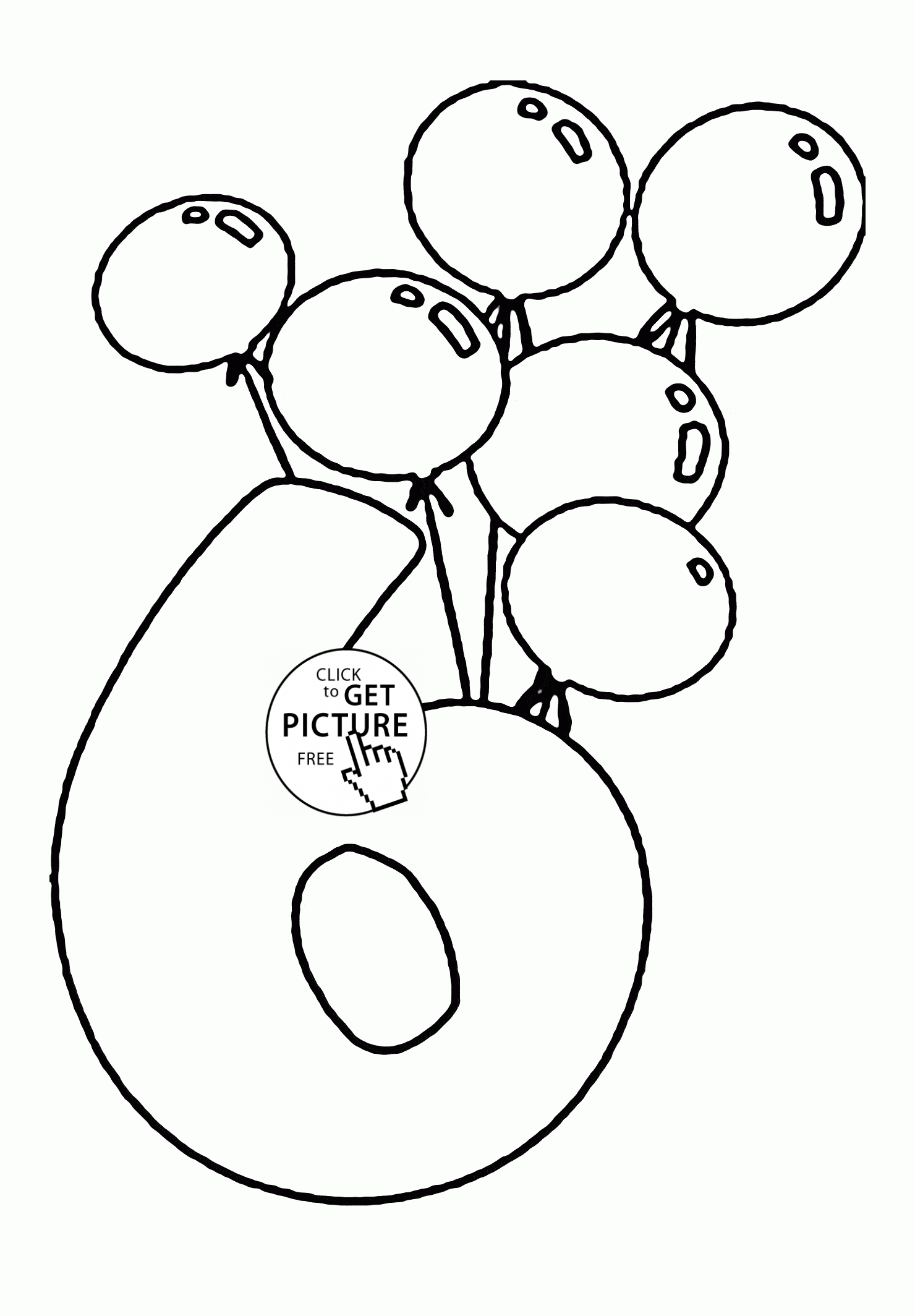 number 6 clipart coloring page