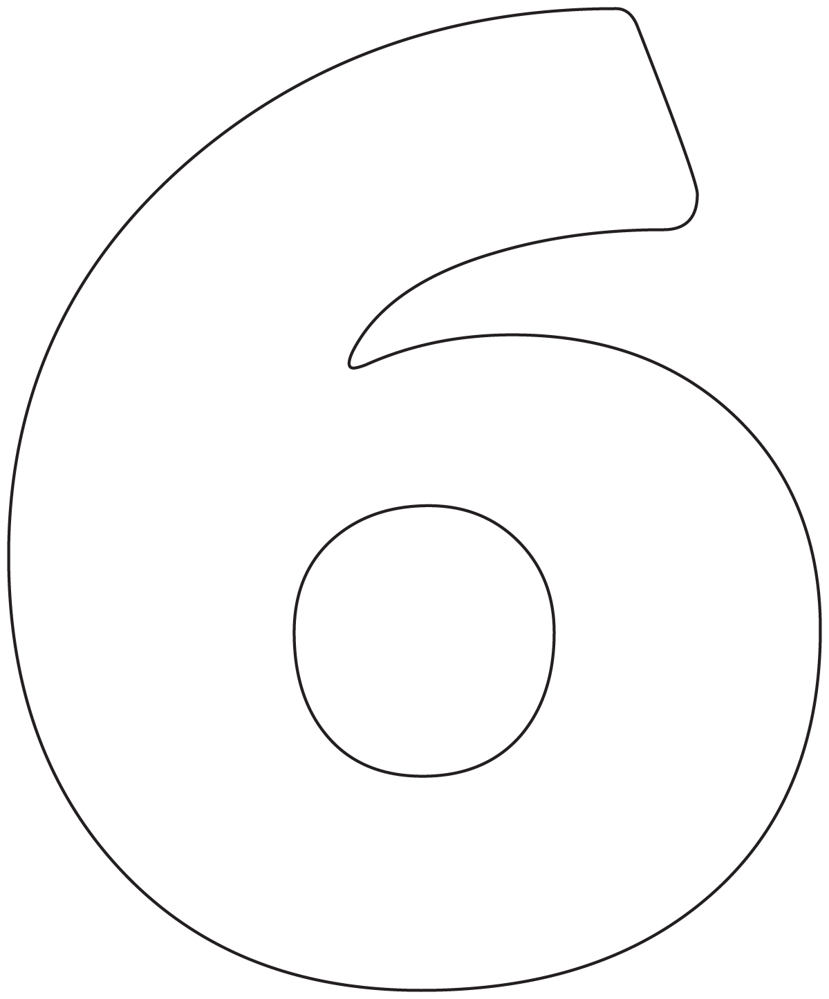 number 6 clipart coloring page