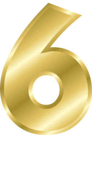 number 6 clipart gold
