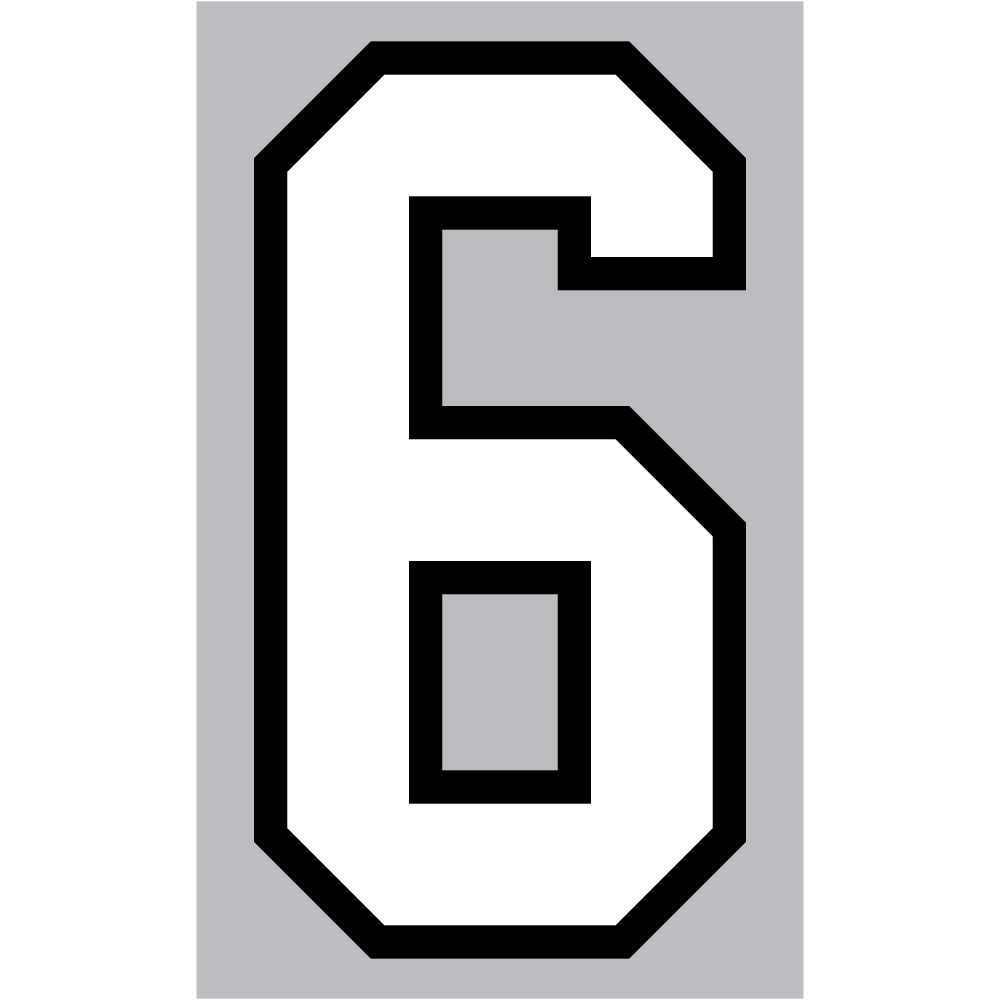 Number 6 clipart individual number.  athletic numbers inch