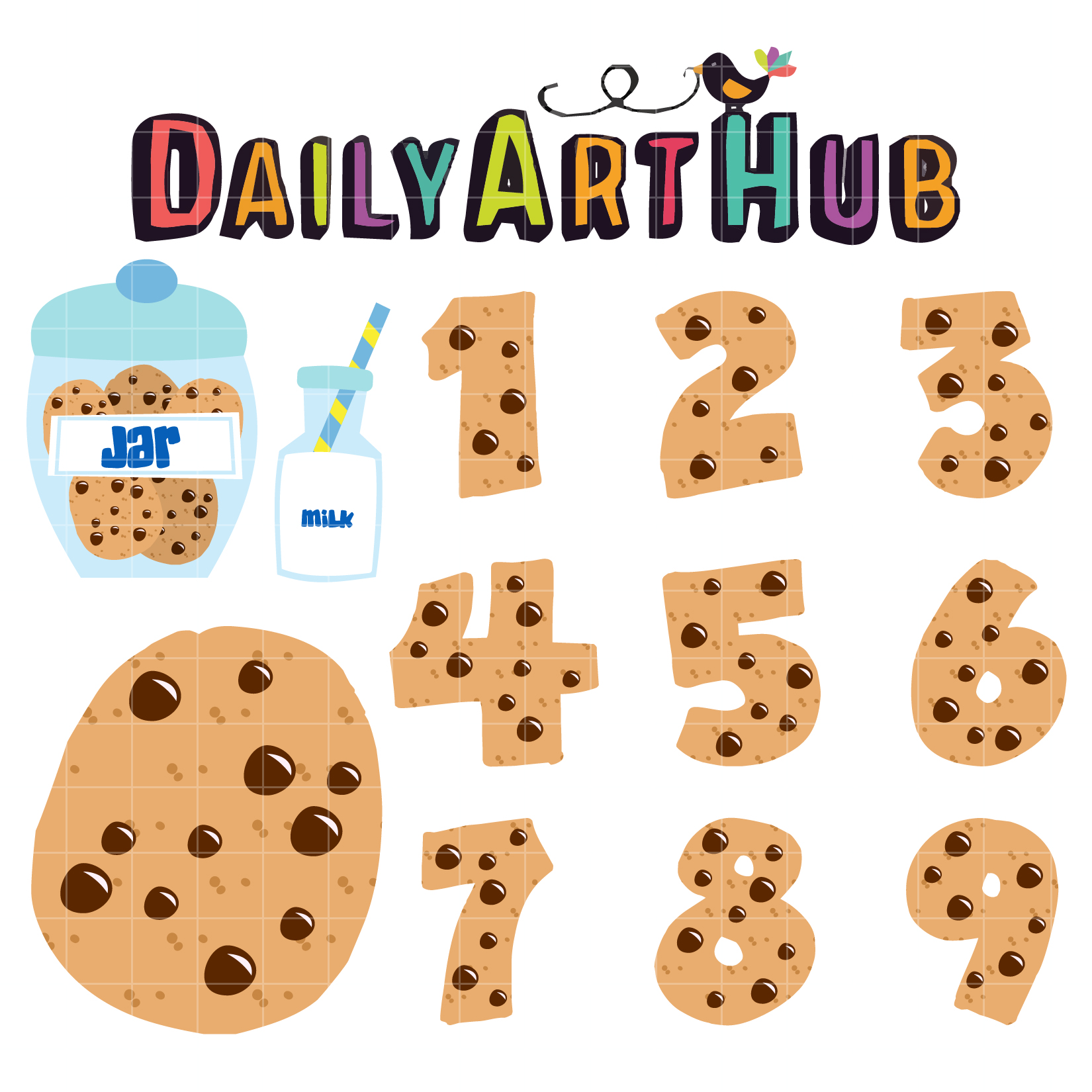 Cookie clip art set. Numbers clipart food