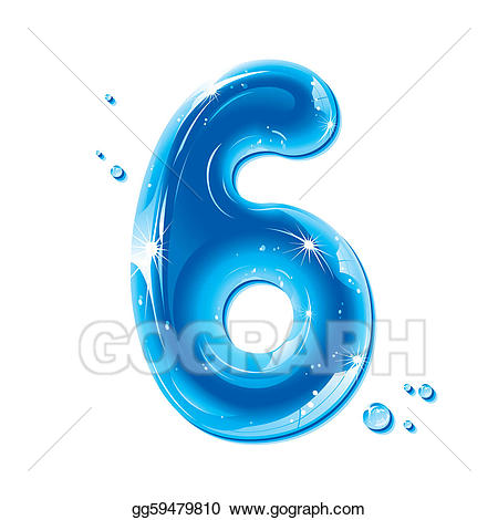 Number clipart series. Vector art abc water