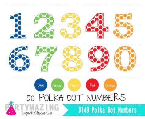 numbers clipart polka dot