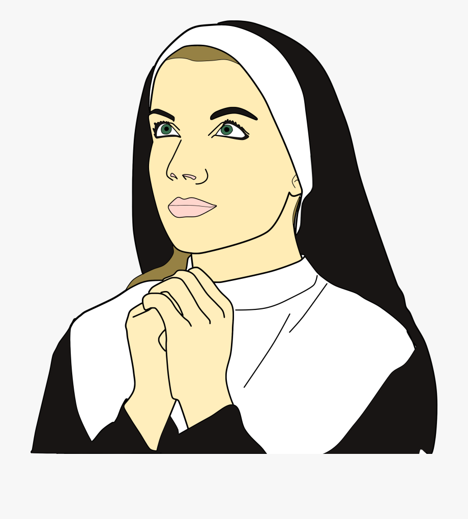 nun clipart black and white