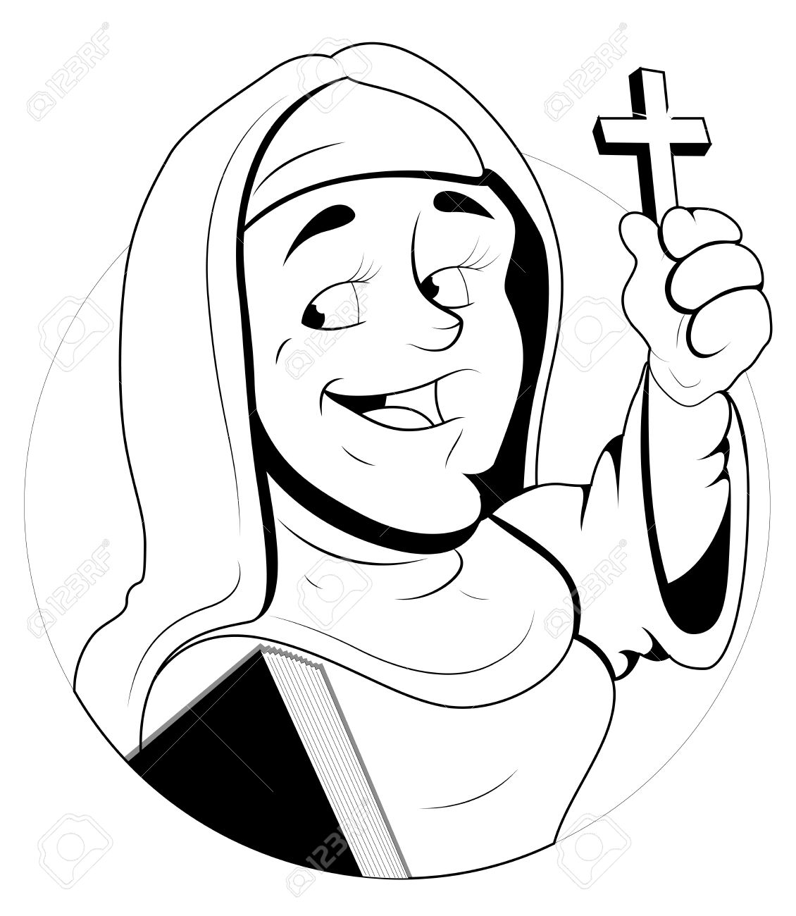 nun clipart black and white