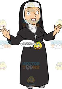 A happy greeting everyone. Nun clipart group