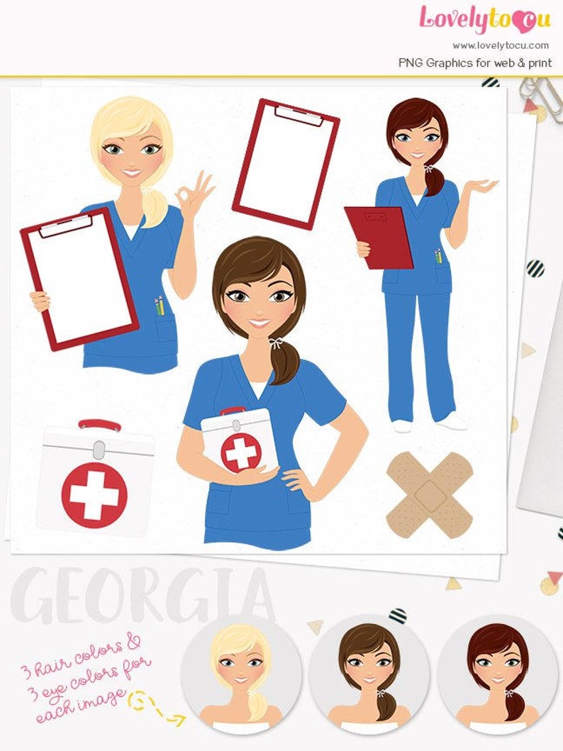 Nurse clipart illustration. Woman character healthcare nursing
