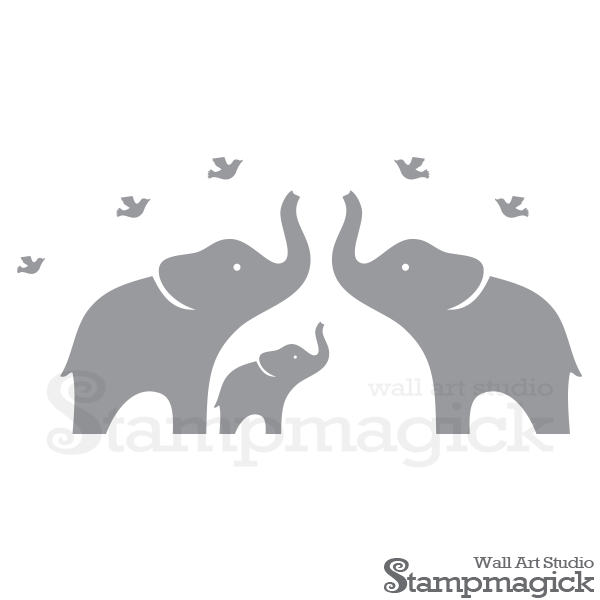Elephants wall decal for. Nursery clipart elephant