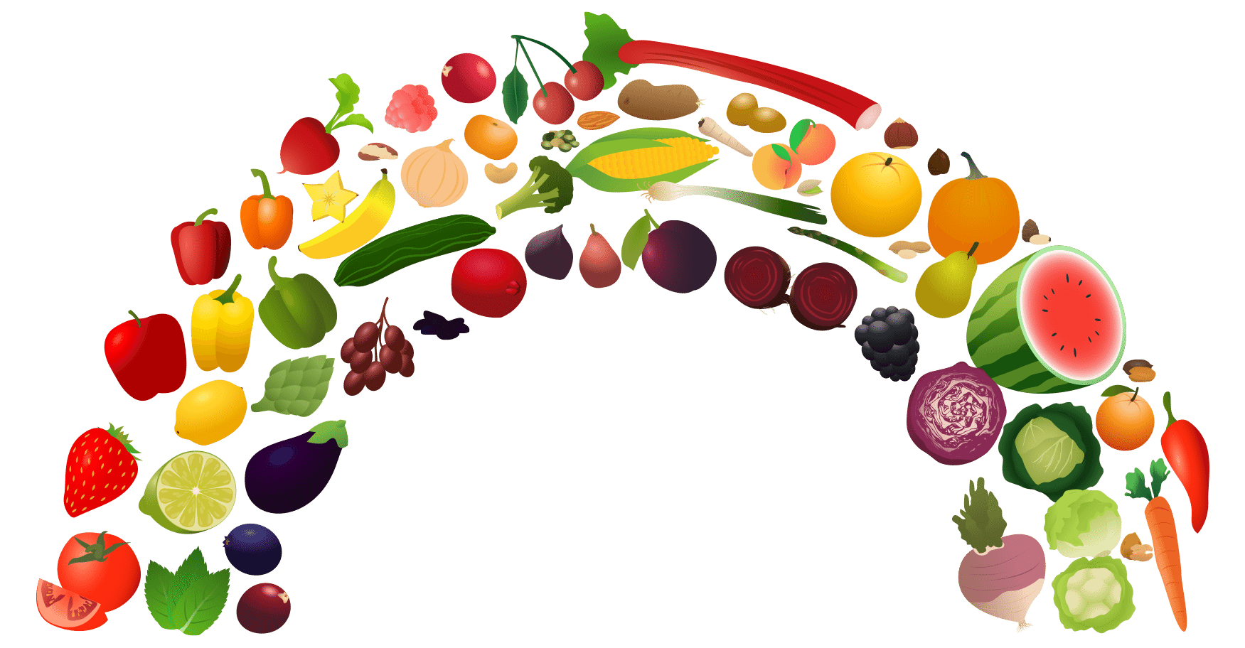 Rainbow fruit and vegetable. Nutrition clipart