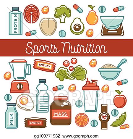 Vector stock fitness poster. Nutrition clipart food energy