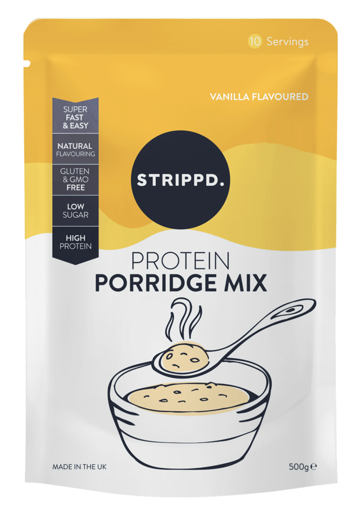 Strippd protein porridge mix. Oatmeal clipart breakfast item