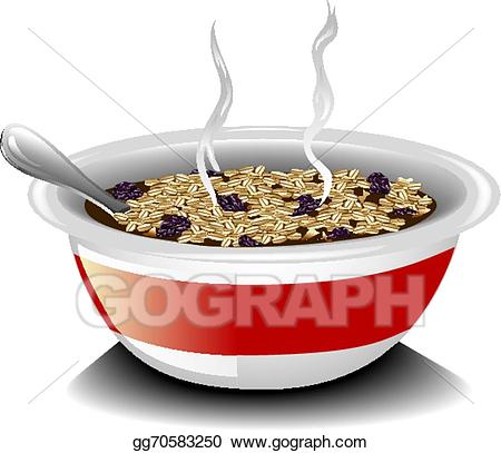 Oatmeal clipart hot cereal. Vector stock with raisins