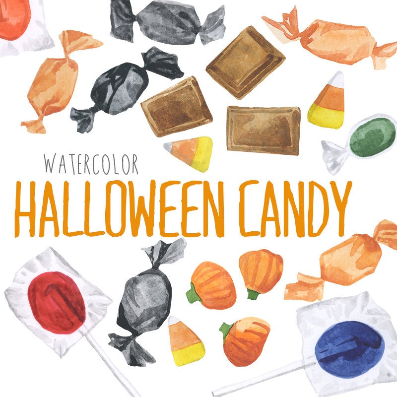 October clipart candy. Watercolor halloween clip art