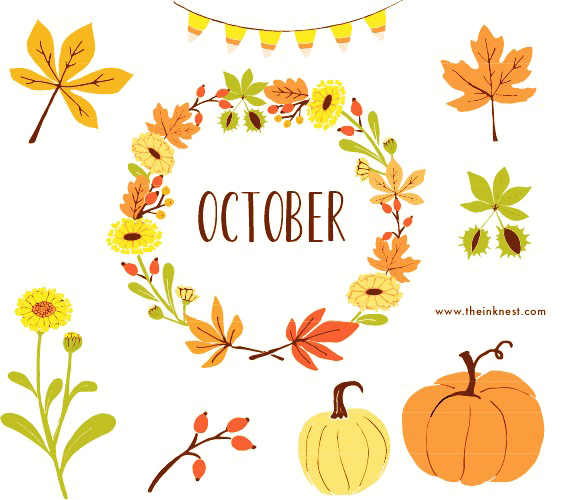 october clipart clear background