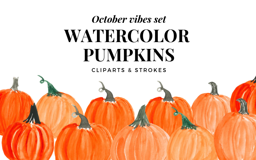 October clipart harvest pumpkin. Watercolor orange and 
