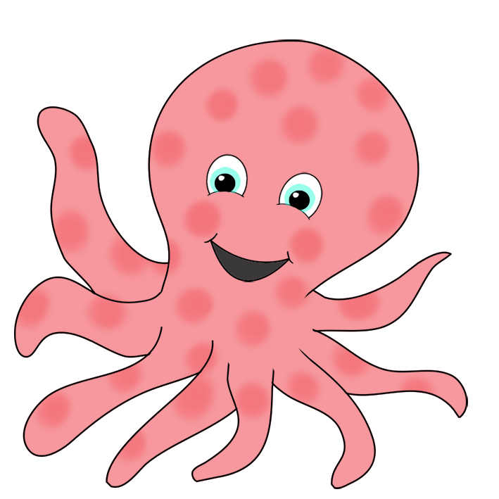 Pink ringed smiling . Clipart fish octopus