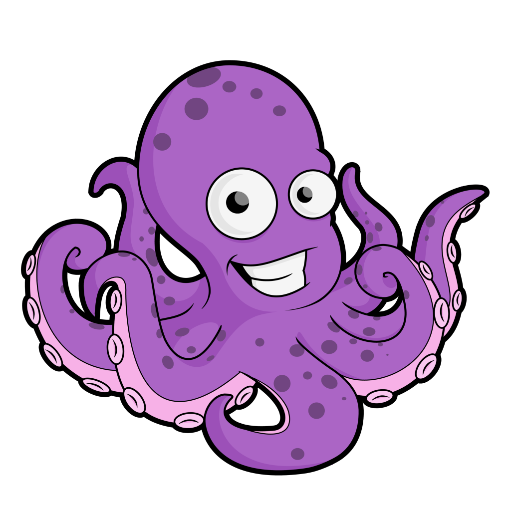 Cartoon kid the pink. White clipart octopus