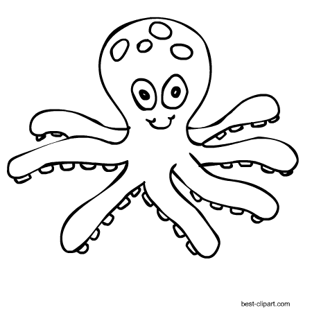 Octopus clipart black and white, Octopus black and white Transparent ...