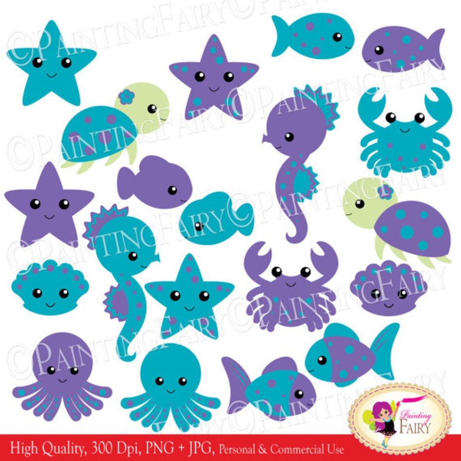 Octopus clipart purple crab. Shell starfish ocean images