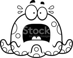 Octopus clipart scary. Scared little stock vectors