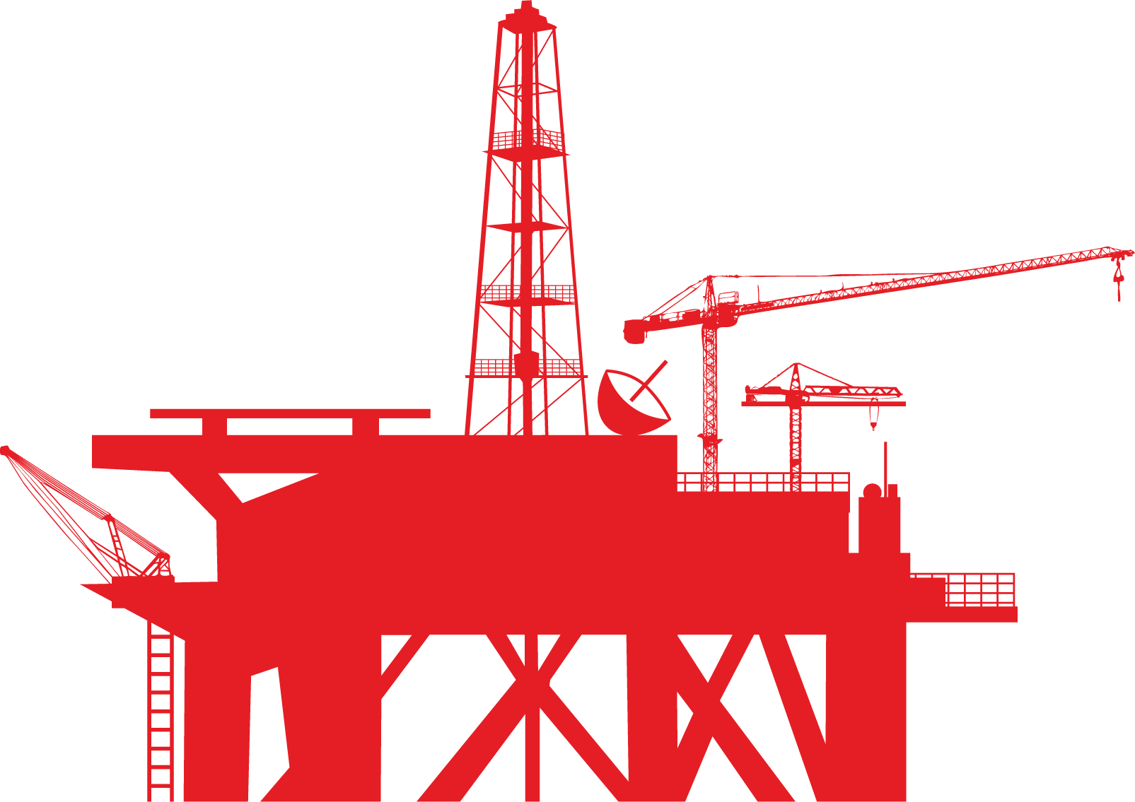 Platform drilling rig derrick clip art red.
