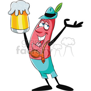 Oktoberfest clipart bratwurst. Cartoon holding a beer