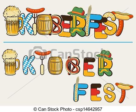 Oktoberfest clipart icon. Vector beer lettersl text