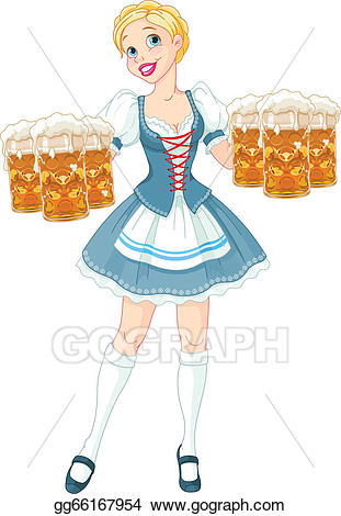 Oktoberfest clipart oktoberfest girl. Vector illustration 