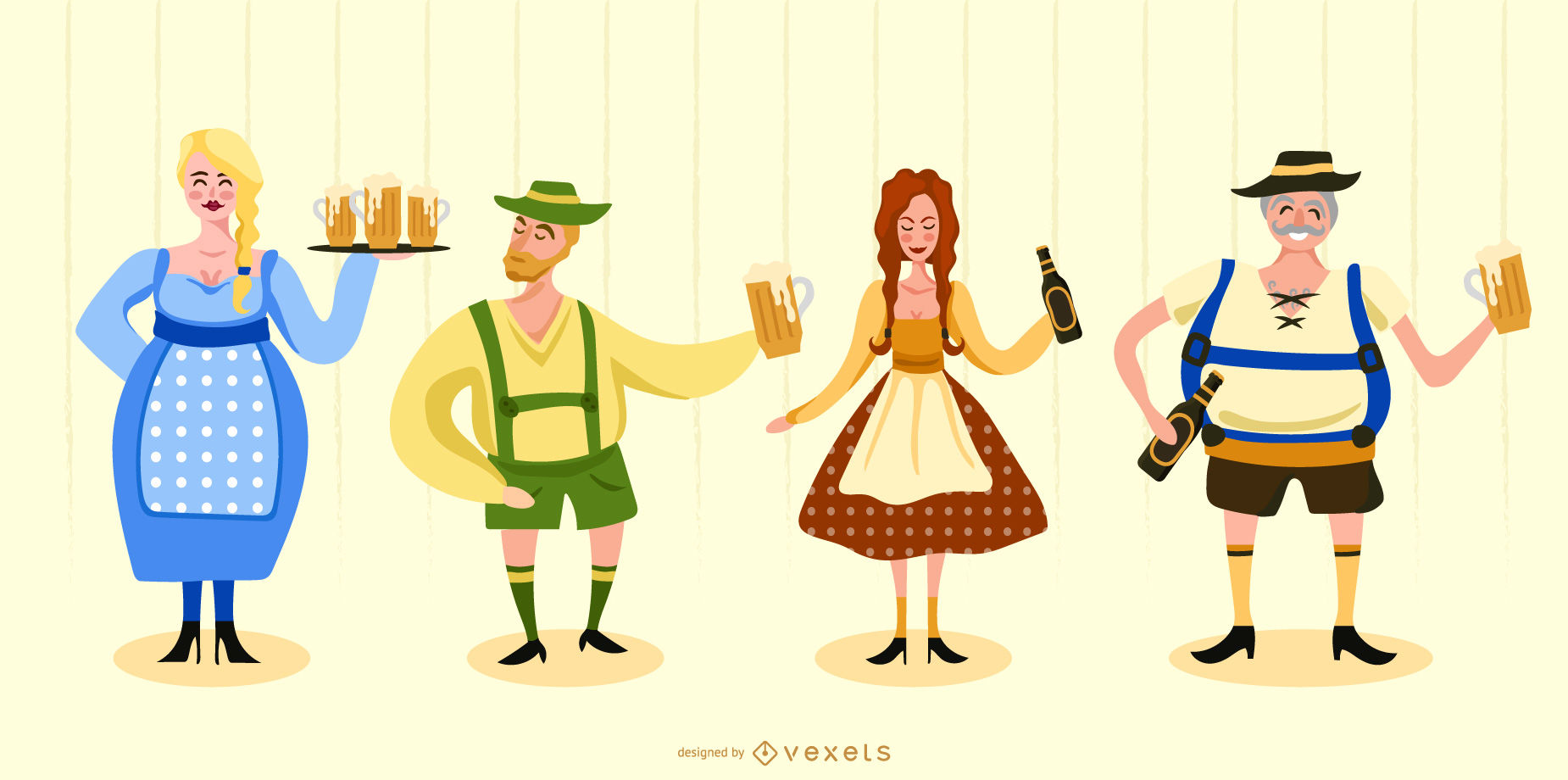 Oktoberfest clipart tradition. Traditional characters set vector