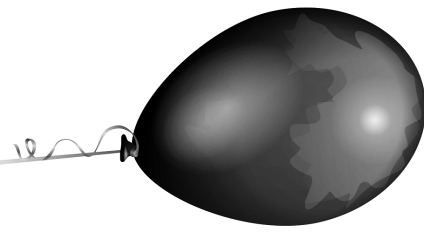 Old clipart pensioner. Black balloons to highlight