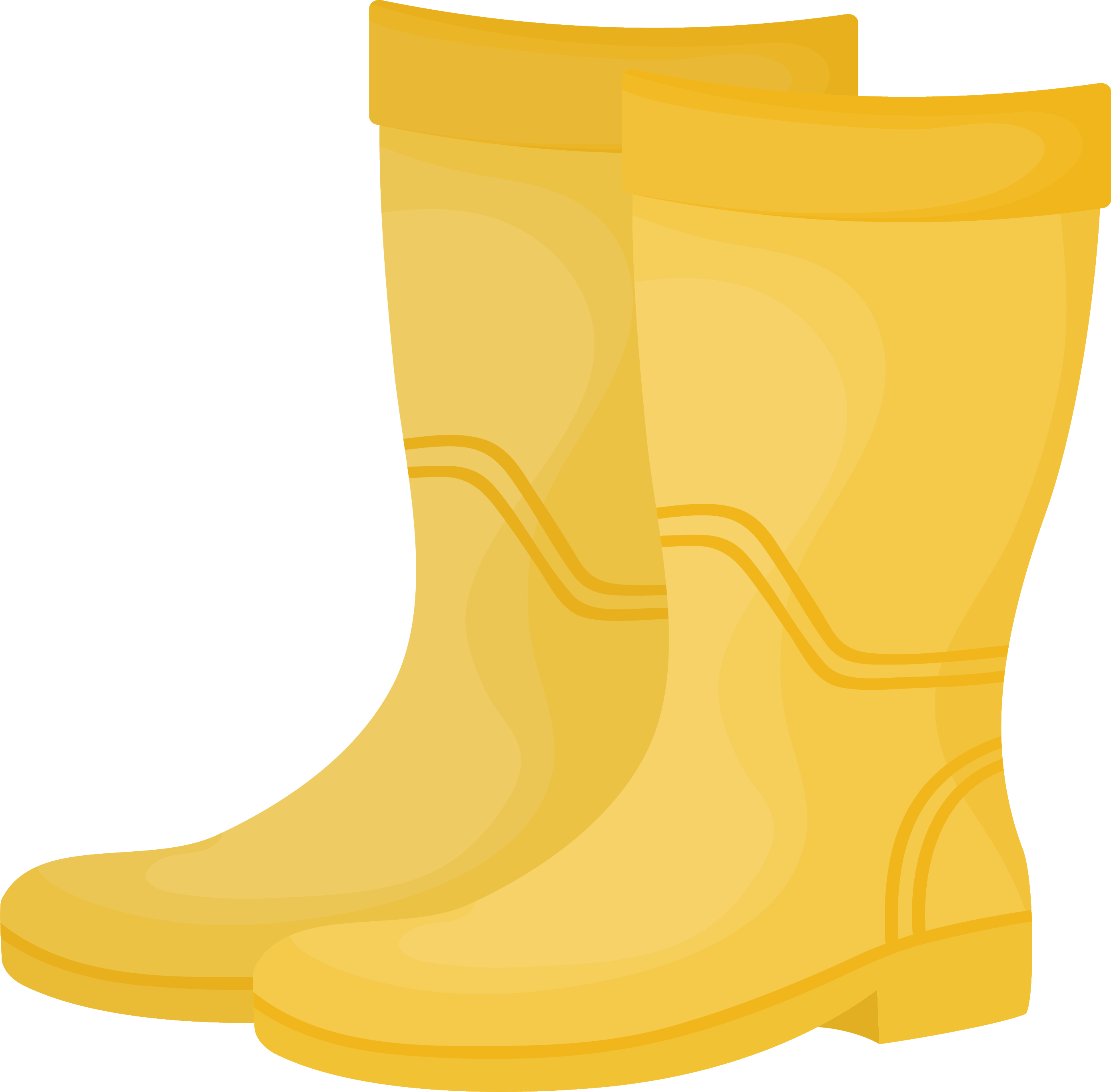 Yellow wellington rubber boots. Old clipart shoe boot