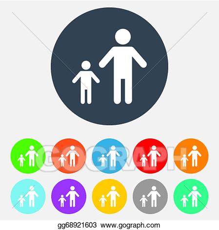 Vector stock with sign. Parent clipart one child family