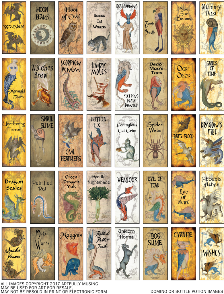Free potion book bottle. One clipart domino