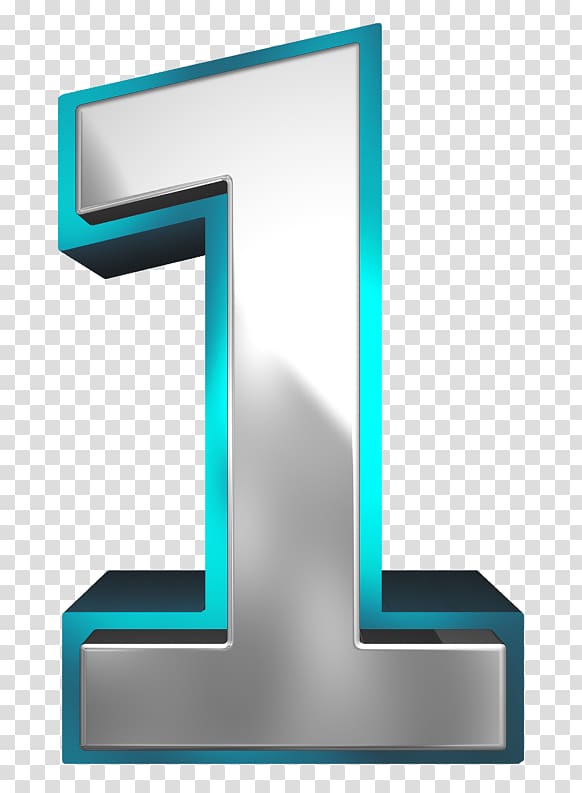 One clipart numbes. Number metallic and blue