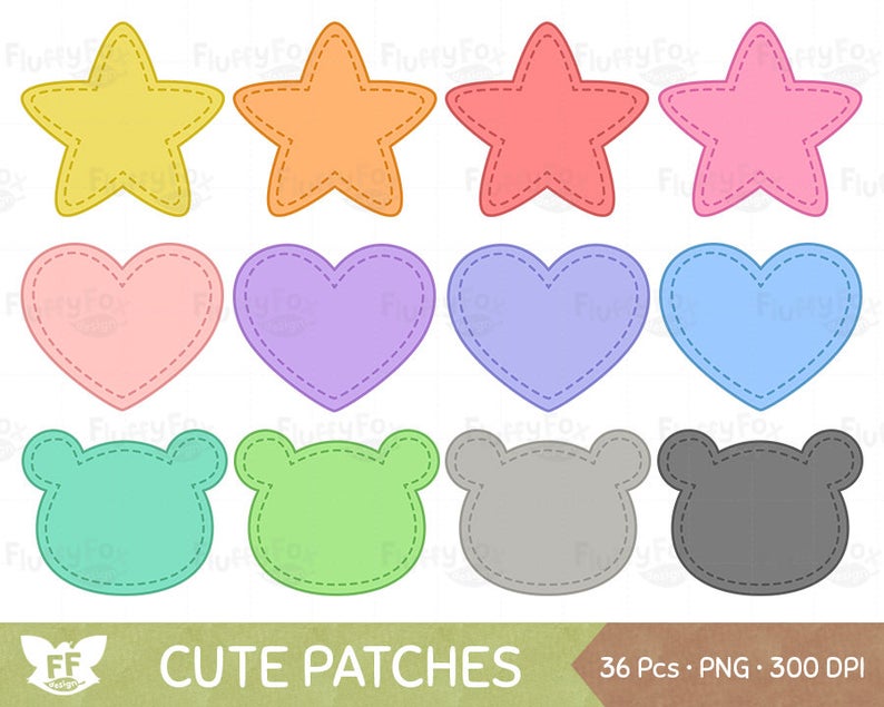 Cute patches patched shapes. Onesie clipart purple shape