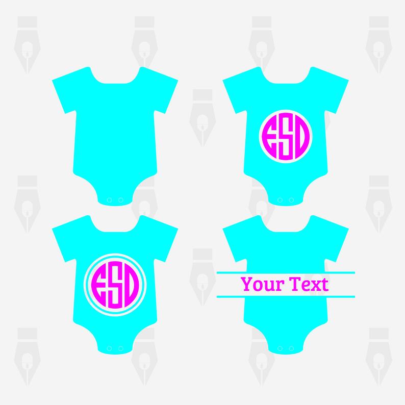 Onesie clipart svg. Baby monogram digital files