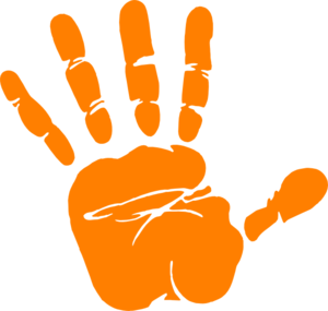 Orange handprint cliparts making. Oranges clipart hands