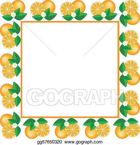 Oranges clipart picture frame. Eps illustration white of
