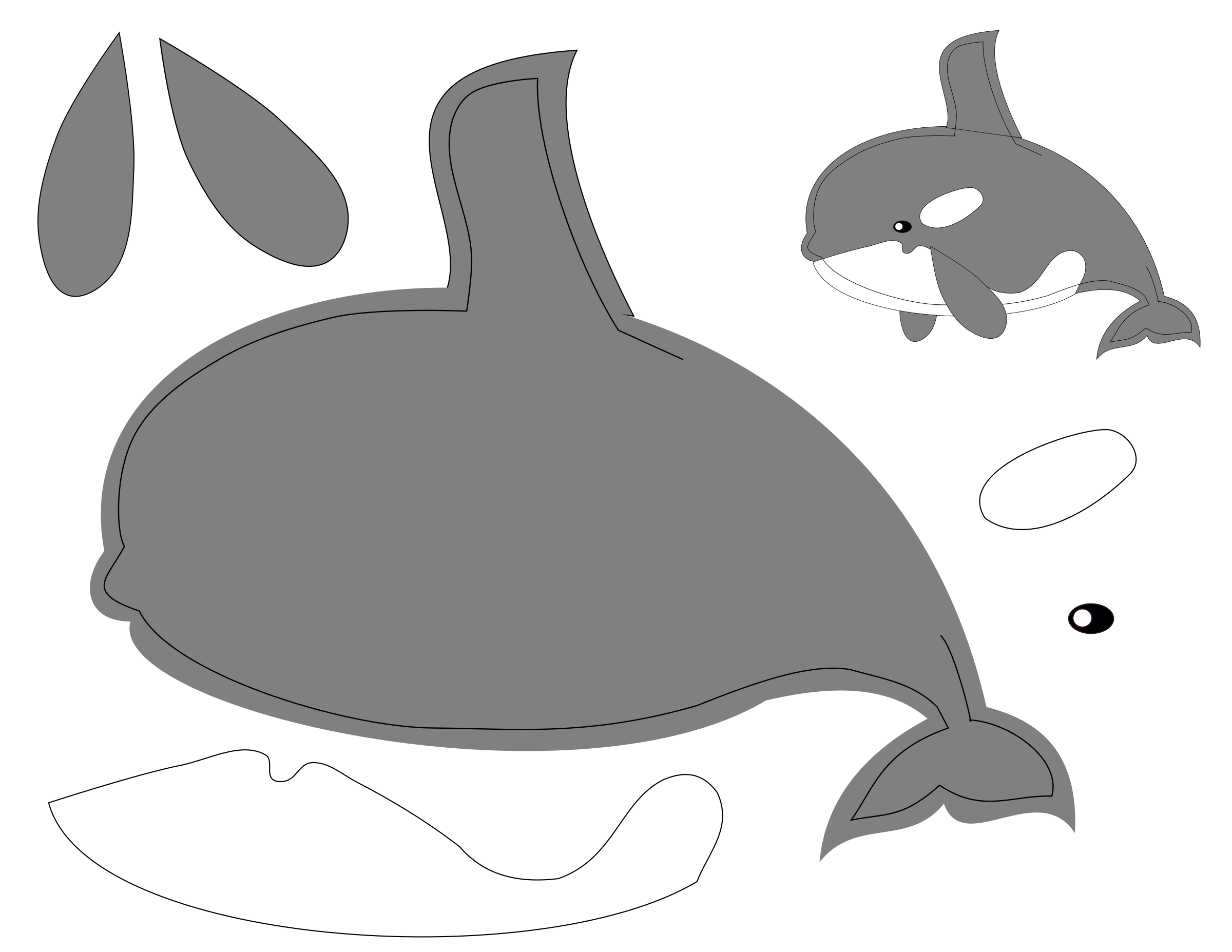 orca clipart black and white