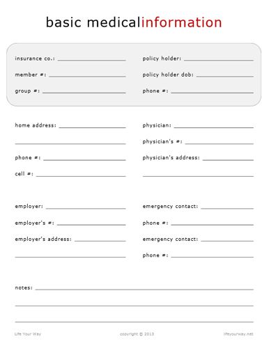 Home management notebook . Organization clipart medical paperwork