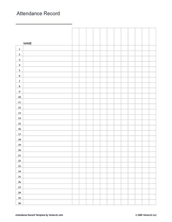 organized clipart attendance sheet