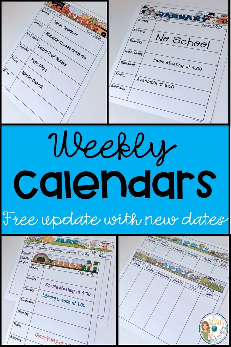 organized clipart weekly schedule
